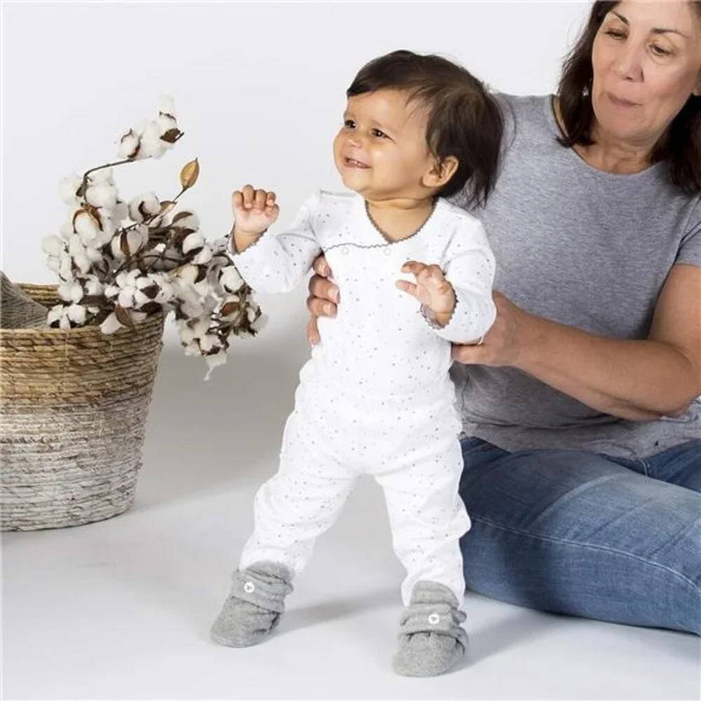 Baby Unisex Baby Booties Organic‎ Cotton Adjustable Infant Shoes Slipper Sock